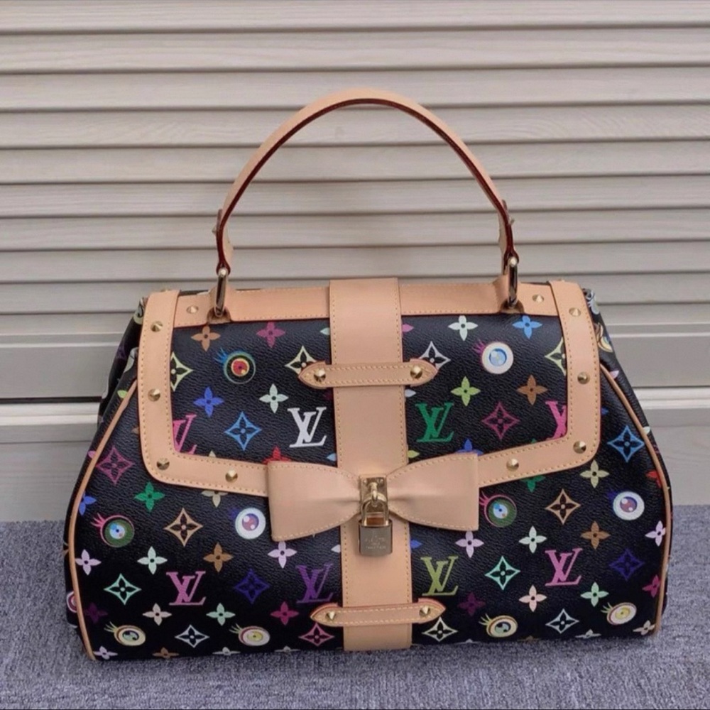 Louis Vuitton Black Multicolor Eye Love You murakami  Sac Retro GM Satchel